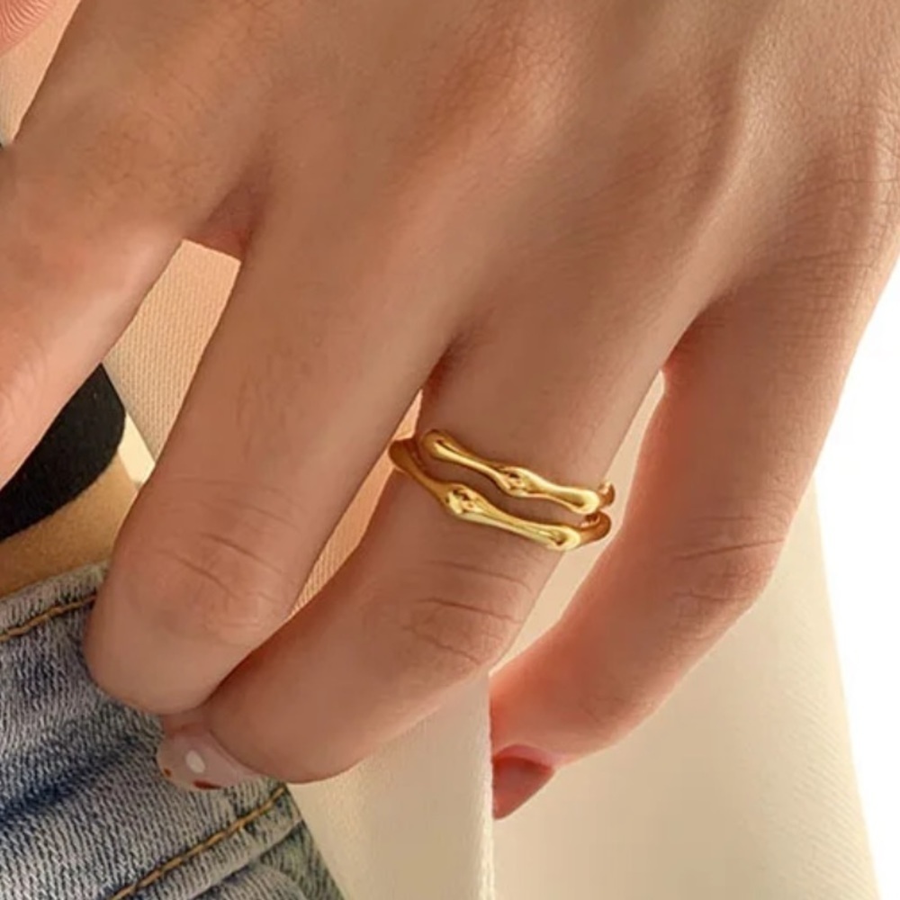 - ⭐️New Gold over 925 Sterling Silver Double Bar Ring